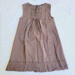 Cyrillus Paris Girl's 100% Cotton Gray Marron Sleeveless Dress - size 4